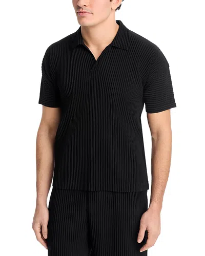 Issey Miyake Homme Plisse  Basics Ribbed Polo Shirt In Black