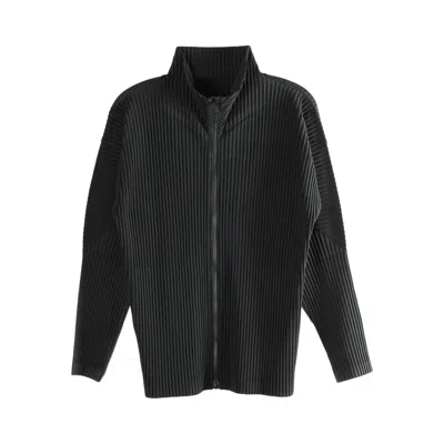 Pre-owned Issey Miyake Homme Plissé  Basics Zip Up Cardigan 'black' | Men's Size 2