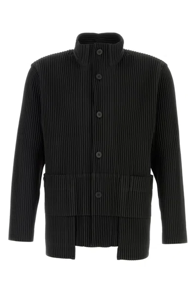 Issey Miyake Black Polyester Cardigan In Gray