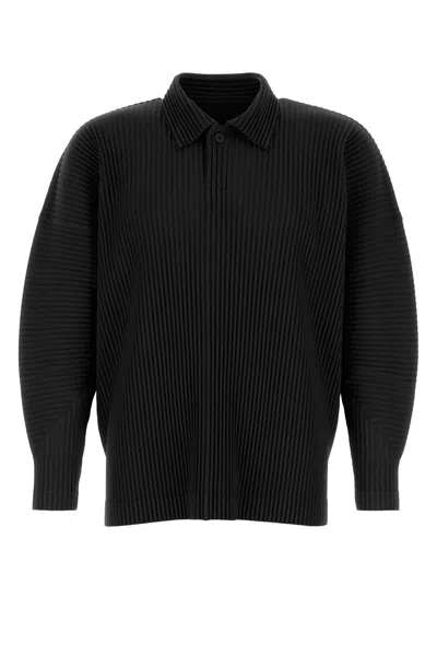ISSEY MIYAKE HOMME PLISSE' ISSEY MIYAKE BLACK POLYESTER POLO SHIRT