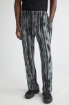 Issey Miyake Ns Black Brushstroke Stripe Straight-leg Pleats Knitted Trousers In Black
