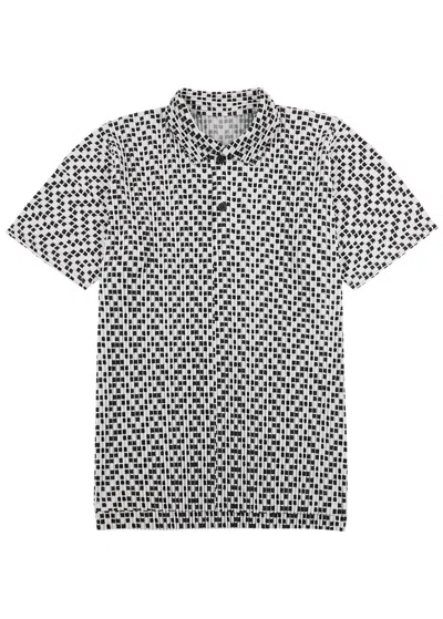 Issey Miyake Homme Plissé  Cedar Printed Pleated Jersey Polo Shirt In White