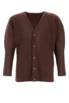 Issey Miyake Long Sleeve Ribbed Cardigan V-neck In Multi