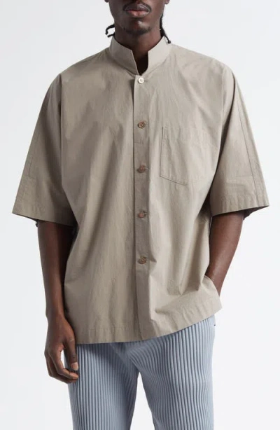 Issey Miyake Homme Plissé  Cotton Button-up Shirt In Gray