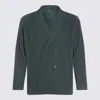 Issey Miyake Pleats 1 Double-breasted Jacket In Green