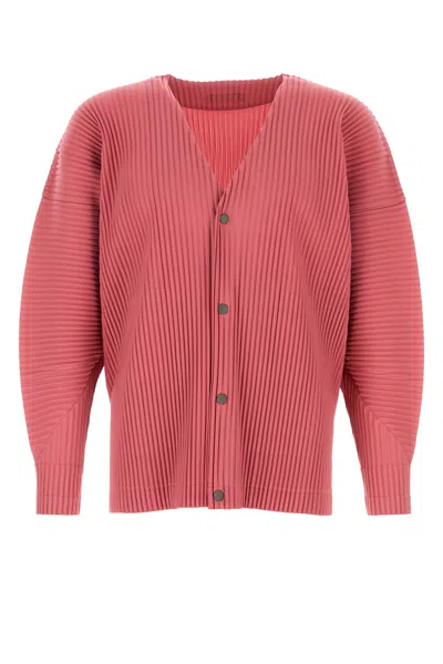 ISSEY MIYAKE HOMME PLISSE' ISSEY MIYAKE DARK PINK POLYESTER CARDIGAN