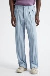 Issey Miyake Pleated Edge Ensemble Trousers In Blue