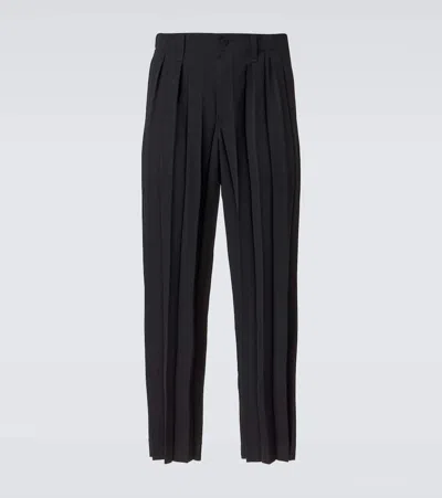 Issey Miyake Homme Plissé  Edge Ensemble Pleated Straight Pants In Black