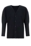 Issey Miyake Midnight Blue Polyester Cardigan In Black