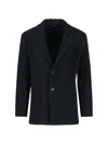Issey Miyake Minimalist Black Jacket With Cut In Black