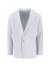 Issey Miyake Striped Pattern Blazer Notched Lapel In Gray