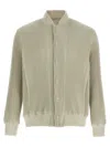 Issey Miyake Off White Polyester Bomber Jacket In Green