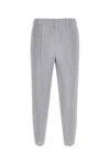 Issey Miyake Ankle Length Vertical Striped Trousers In Gray