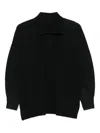 Issey Miyake Pleated Texture Long-sleeve Polo With Structured Neckline In Black
