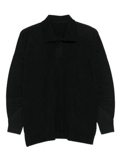 ISSEY MIYAKE HOMME PLISSE' ISSEY MIYAKE LONG-SLEEVE POLO SHIRT WITH BUTTONS