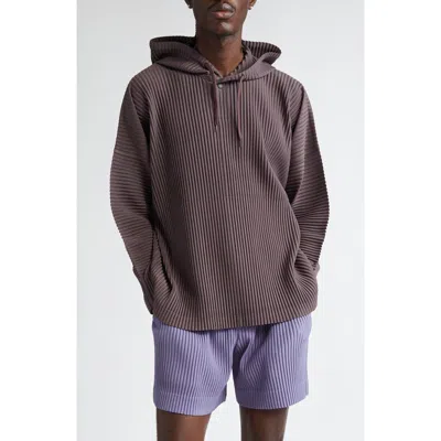 Issey Miyake Homme Plissé  Mc December Pleated Henley Hoodie In Slate Violet