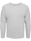 Issey Miyake Technical-pleated Long-sleeved T-shirt In 11 Light Gray