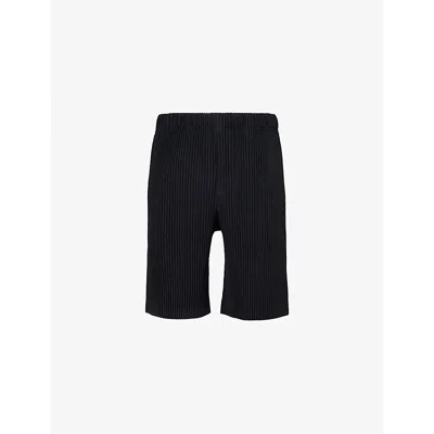 Issey Miyake Homme Plisse  Mens Black May Pleated Knitted Shorts