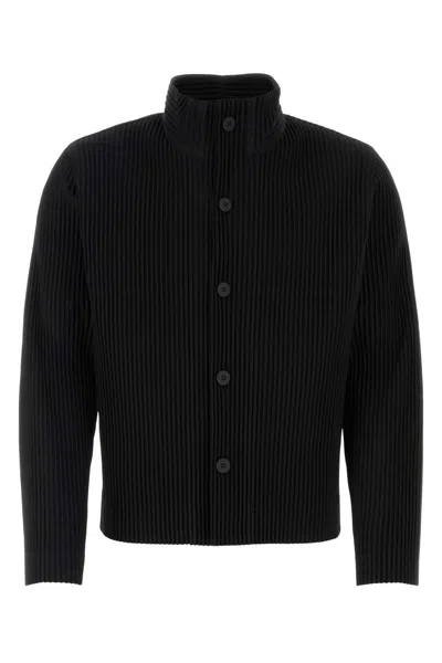 ISSEY MIYAKE HOMME PLISSE' ISSEY MIYAKE MEN BLACK POLYESTER CARDIGAN