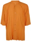Issey Miyake Modern Mandarin Collar Half Sleeve Shirt In Orange