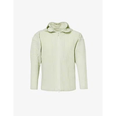 Issey Miyake Homme Plisse  Mens Light Jade Green April Pleated Relaxed-fit Knitted Jacket