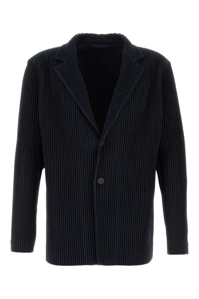 ISSEY MIYAKE HOMME PLISSE' ISSEY MIYAKE MEN MIDNIGHT BLUE POLYESTER BLAZER
