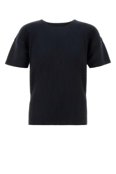ISSEY MIYAKE HOMME PLISSE' ISSEY MIYAKE MEN MIDNIGHT BLUE POLYESTER T-SHIRT