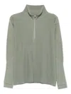 Issey Miyake Homme Plisse'  Pleated Half-zip Sweater In Green