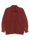Issey Miyake Homme Plisse'  Men Pleated Polo Shirt In Burgundy