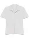 Issey Miyake Pleated Polo Shirt In Gray
