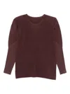 Issey Miyake Pleated Long-sleeve Jumper In Burgundy