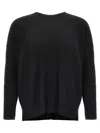 Issey Miyake Ribbed Texture Round Neck Long Sleeves In Black