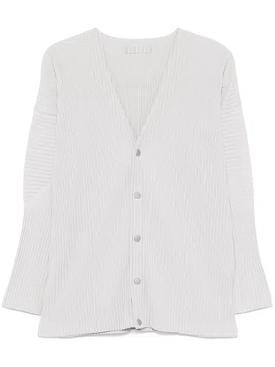 ISSEY MIYAKE HOMME PLISSE' ISSEY MIYAKE MEN PLEATED V-NECKED CARDIGAN