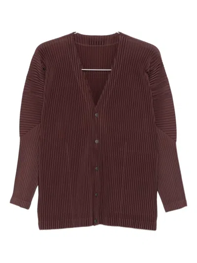 ISSEY MIYAKE HOMME PLISSE' ISSEY MIYAKE MEN PLEATED V-NECKED CARDIGAN
