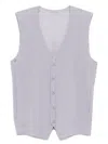 Issey Miyake Pleated Sleeveless V-neck Ribbed Vest