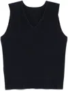 Issey Miyake Homme Plisse'  Men Pleated V-necked Vest In Blue