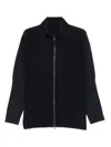 Issey Miyake Pleated Zipper Turtleneck Cardigan In Blue