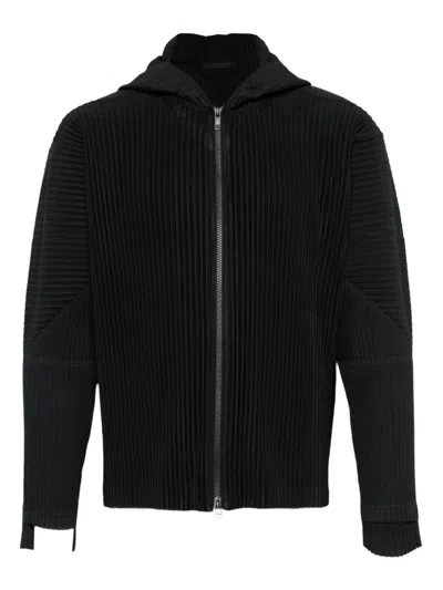 ISSEY MIYAKE HOMME PLISSE' ISSEY MIYAKE MEN PLEATED ZIPPED HOODIE