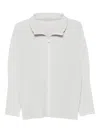 Issey Miyake Ribbed Texture Longline Zippered Shirt In White