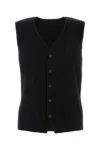 Issey Miyake Pleated V-neck Vest In Black