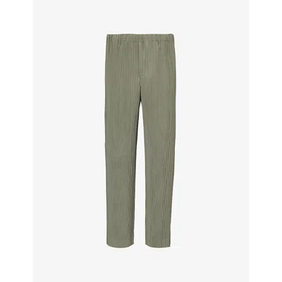 Issey Miyake Homme Plisse  Mens Sage Green Pleated Regular-fit Straight-leg Knitted Trousers