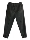 Issey Miyake Pleated Straight Leg Trousers With Elasticated Waistband In Black