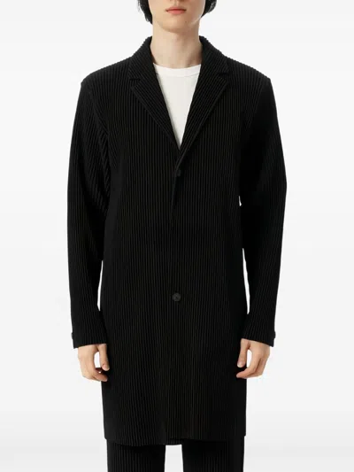 Issey Miyake Homme Plisse'  Men "v" Coat With Bottons In Black