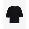 Issey Miyake Homme Plisse  Mens 15-black Pleated Crewneck Knitted T-shirt In 15-black