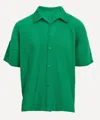 Issey Miyake Homme Plisse  Mens Button-up Pleated Shirt In Green