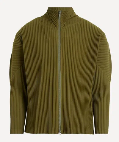 ISSEY MIYAKE HOMME PLISSE ISSEY MIYAKE MENS COLOURS PLEATS OLIVE KHAKI PLEATED JACKET