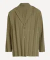 Issey Miyake Homme Plisse  Mens Edge Ensemble Khaki Pleated Jacket In Green