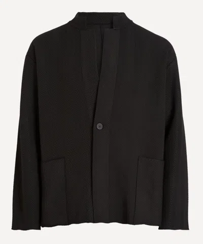 Issey Miyake Homme Plisse  Mens Inlaid Knit Jacket In Black