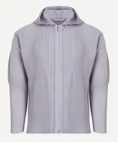 Issey Miyake Homme Plisse  Mens Mc June Cloud Grey Pleated Hoodie In Blue