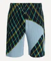 Issey Miyake Ns Blue Gray Windswept Plaid Pleats Knitted Shorts In Blue
